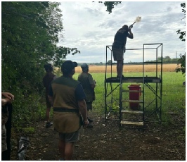 Flightline Sporting Man shooting a shotgun from a platform